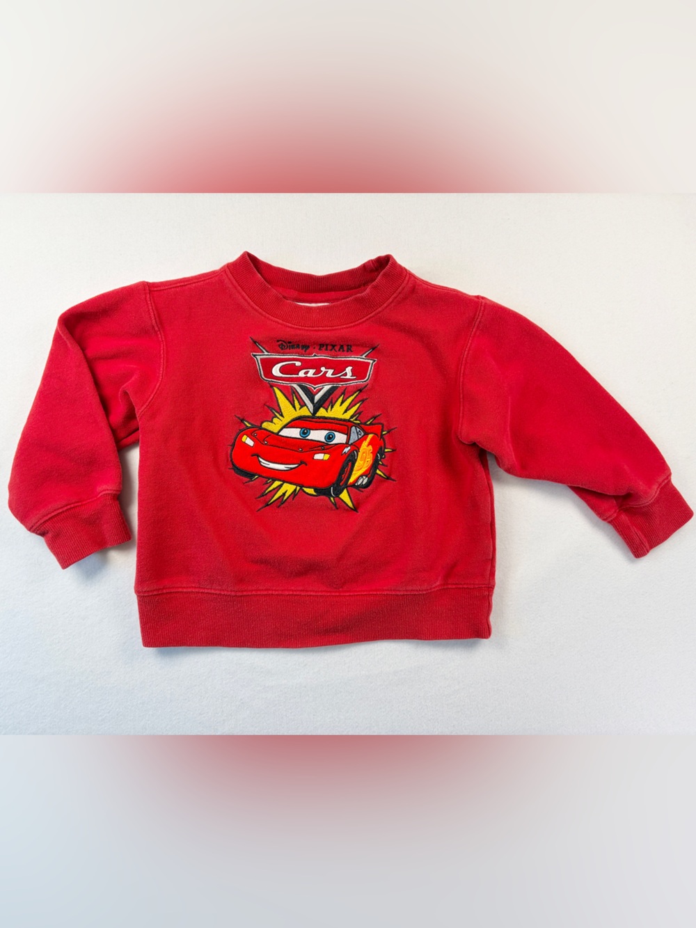 VTG Disney Store Pixar Cars Lightning McQueen Crewneck Sweatshirt XXS 2/3 Years